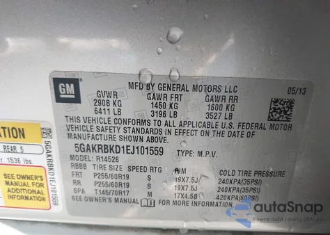 2014 Buick Enclave Leather from USA, damaged, VIN 5GAKRBKD1EJ101559